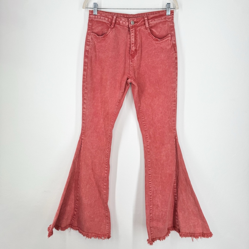 Wisteria Lane Faded Red High Rise Super Flare Bell Bottoms Women’s Size Medium